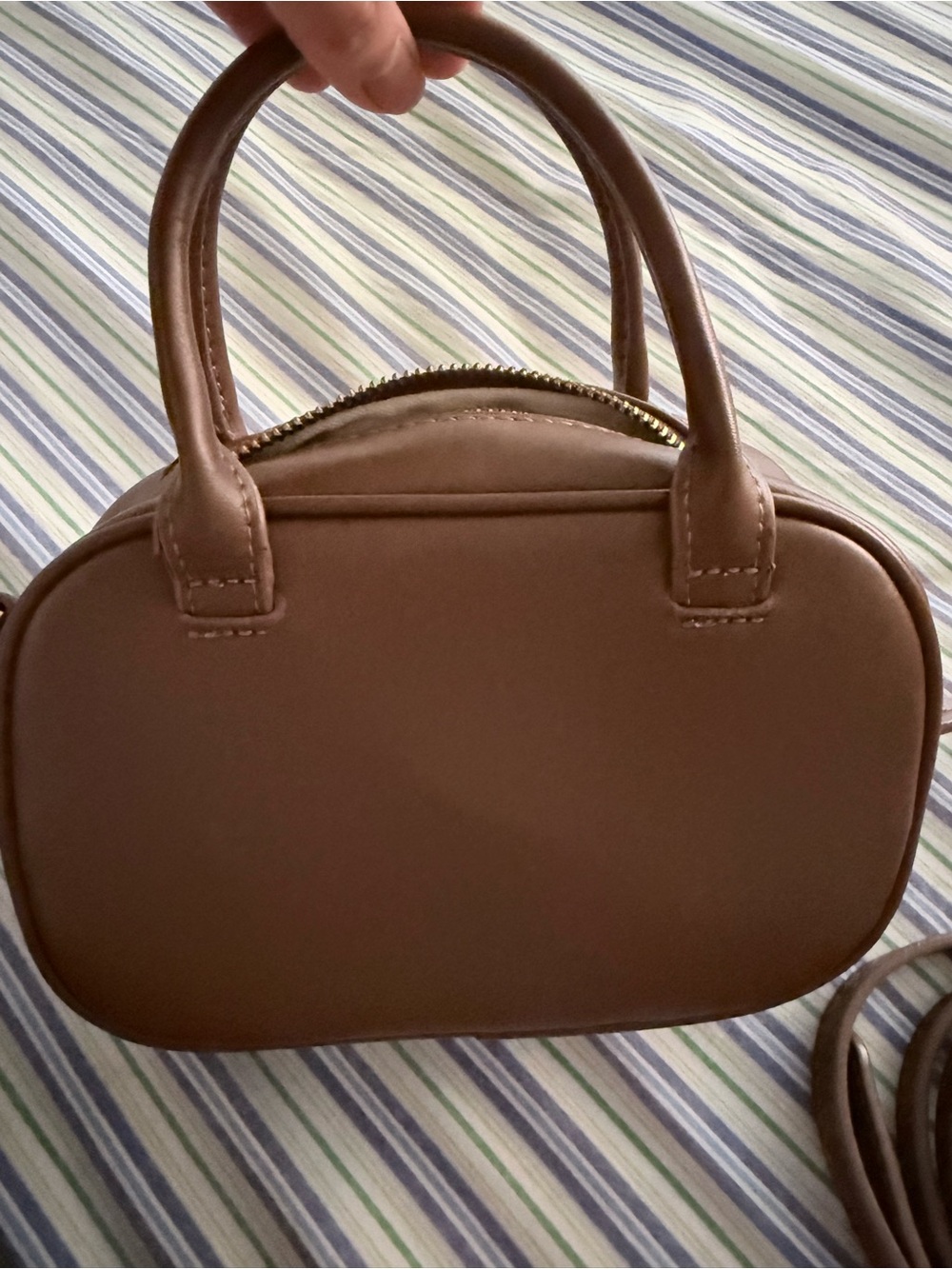 Zara Brown Oval Top-Handle Crossbody Bag